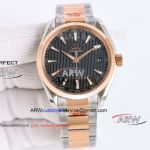 VS Factory Super Clone Omega Aqua Terra Black Dial Two tone Rose Gold Watch 